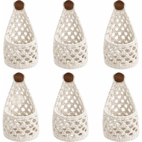 Porte-plantes suspendus en macramé, lot de 6, supports muraux pour intérieur et salon, 24 x 13 cm, pots non inclus, blanc (1/5)