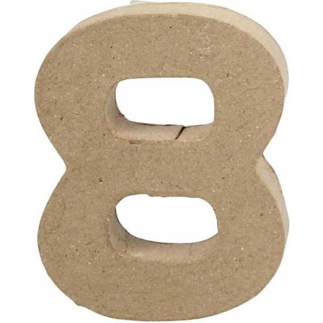 Objet décoratif - Chiffre 8 - Papier mâché - 20,5 cm - Couleur marron