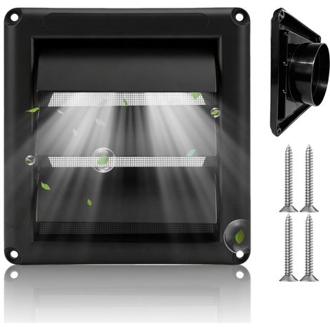 Noir Grille Aeration Φ100 MM Avec Moustiquaire et Lames Mobiles (1/5)