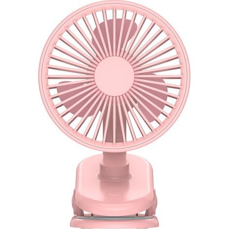Ventilatore portatile ricaricabile, piccolo, rosa, ventilatore da scrivania USB, silenzioso, con clip, batteria da 2000 mAh, 3 impostazioni di velocità, rotazione di 270°, ideale (1/5)