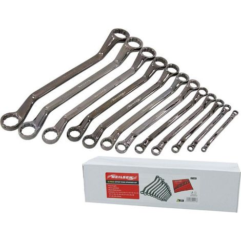 Neilsen 12pc Black Nickel Double Offset Ring Spanner Set Metric Wrench Spanners
