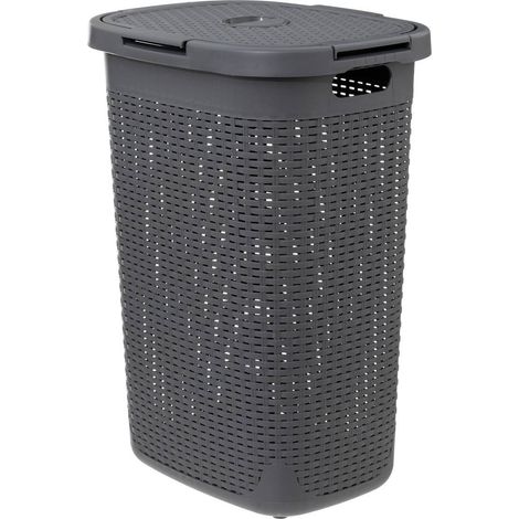 Cestino in rattan da 60 l in cemento grigio - 5five (1/3)