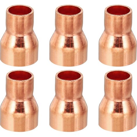 15mm à 10mm ID Réducteur de Cuivre, 6Pcs 99,9% Cuivre Pure Adaptateur de Connecteur de Tube de Raccord de Pression de Couplage Réducteur avec Connexion de Soudure à la Sueur (1/5)