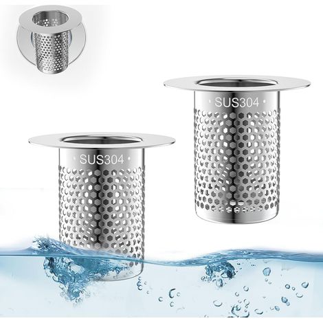 CSPARKV 2 Pcs Sink Drain Filter, Stainless Steel Sink Strainer Stopper, Bathroom Sink Stopper, Kitchen Sink Drain Filter, Shower Hair Filter, Sink Stopper with Filter for Bath, Kitchen (1/4)