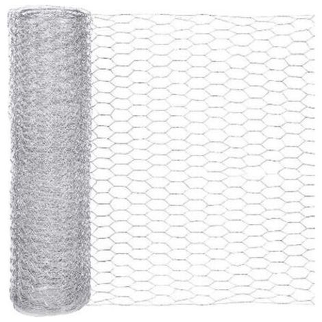 Malla metálica, malla de alambre galvanizado de malla pequeña, malla hexagonal galvanizada para gallinero, para bricolaje y decoración del hogar, 0,13 m, color plata