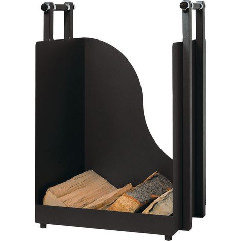 Holzkorb Holzkiste Kaminzubehör Metall schwarz beschichtet optional mit Rollen