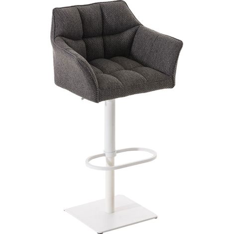 Sgabello da bar alto bancone cucitura quadrata seduta in tessuto grigio titanio struttura in metallo bianco 100004757