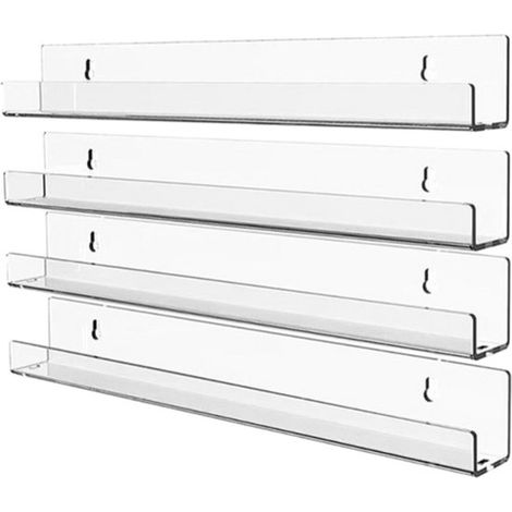 Lot de 6 supports muraux pour vinyles – Transparents – 30,5 x 4,3 x 4,3 cm – Organisateur LP (1/5)
