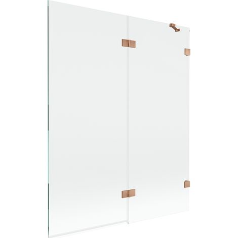 Paroi de baignoire Mexen Lunar 2 volets droite 140 x 150 cm, transparent, cuivre brossé - 897-140-100-65-00-P (1/5)
