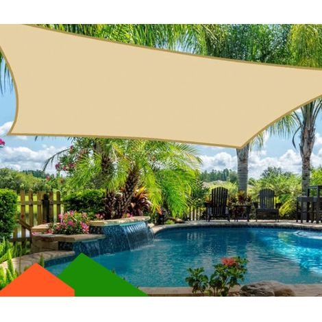 Bâche beige imperméable 3x3m pour camping, terrasse et ombrage extérieur (1/5)
