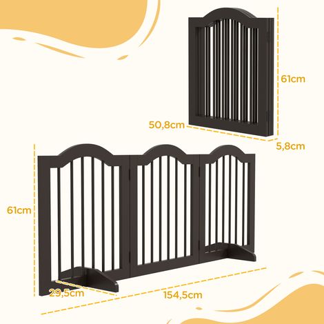 Hunde-Absperrgitter, 3 Paneele, klappbar, Massivholz und MDF, 154,5 x 29,5 x 61 cm, Kaffee (1/5)