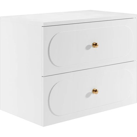 Meuble sous vasque suspendu avec planche - Blanc - 80 cm - SATOBAL (1/4)
