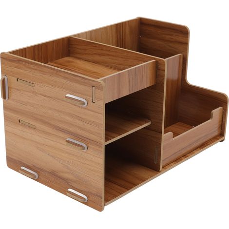 Étagère de bureau en bois à plusieurs niveaux, boîte de rangement gain de place pour bureau maison, école (1/5)