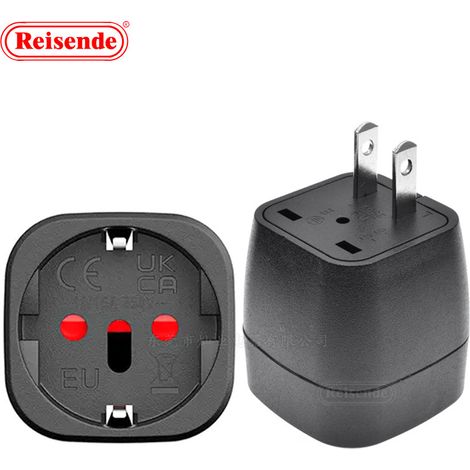 2 Stück USA-Steckeradapter, Reiseadapter-Zubehör, Japan-Steckeradapter, EU auf Typ-A-Stecker, Reiseadapter für USA, Japan, China, Thailand, Kanada, Farbe: Schwarz, Japan-Steckeradapter