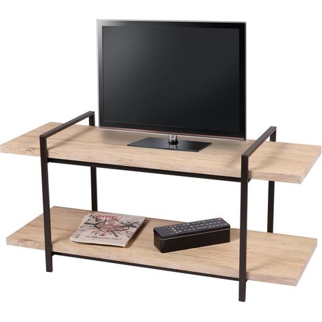 Mobile TV stile moderno con 2 ripiani collezione DARYL - Dimensioni 120x43x55 cm, colore rovere chiaro