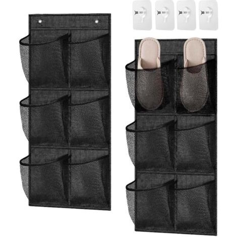 2 Pièces Organisateur sur la Porte pour Chaussures, Organisateur Suspendu Multifonctionnel, Range Chaussures Suspendu Camping Car, pour Armoire et Porte Étroite (Noir)