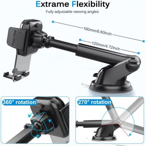 Support Téléphone Voiture - Ventouse Nano Gel - Rotation 360° - Compatible Smartphone 4,0 à 7,0 Pouces - 1 Pièce (1/5)