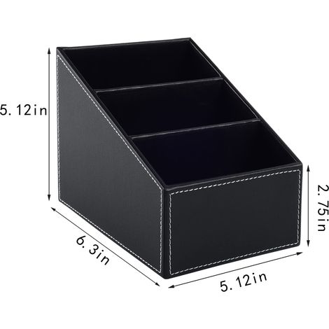 Support de télécommande TV en cuir PU, avec 3 compartiments, support de rangement, boîte de rangement, accessoires multimédia, organisateurs de bureau (1/4)