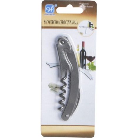 FPLUS sacacorcho camare.4usos , Práctico sacacorchos para camarero fabricado en acero inoxidable 18/10. Incluye navaja para descapsular las botellas de vino.
