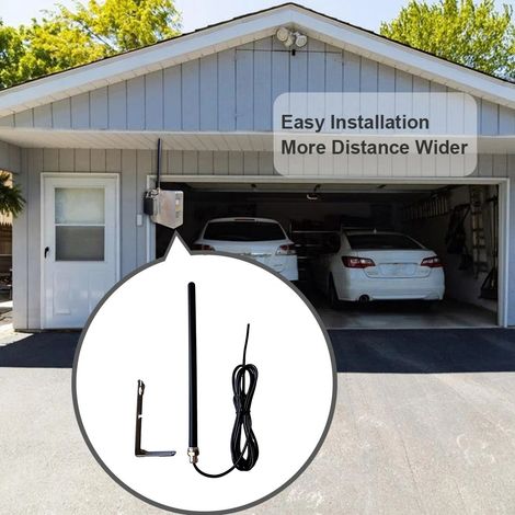 Ortviai Antenne externe 390 MHz pour portail/garage – amplificateur de signal jusqu’à 250 m, câble 2 m, gain 3 dBi