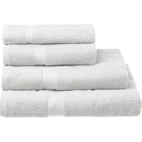 Serviette de bain - JUANIO - 140 x 70 cm - 100% coton - Pack de 2 - Blanc (1/2)