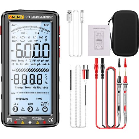 USB wiederaufladbares digitales Multimeter, Voltmeter, LCD-Display, automatischer Speicher, Kapazität, Widerstand, Frequenz, Multitester, digitaler Multitester mit LCD-Display, wiederaufladbarer autom