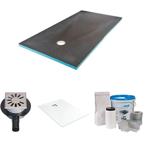 Receveur de douche à carreler - Wedi - 180 x 90 - kit complet à carreler avec bonde horizontale+ kit d'étanchéité + revêtement FundoTop Blanc (1/4)