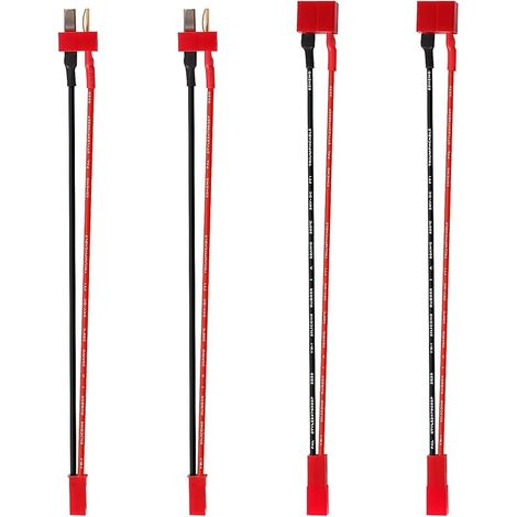 4 Pièces Deans T vers JST Câble Adaptateur, JST Connecteur vers Prise Deans T Connecteur, avec 15cm 20AWG Câble en Silicone, pour Batteries Lipo