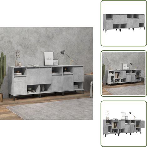 Sideboards 3 Stk. Betongrau 60x35x70 cm Holzwerkstoff - Sideboard - Wohnzimmermöbel - Holzmöbel - Beton Grau - Regal (1/5)