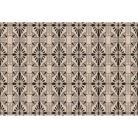 Papier peint panoramique original à motif Tapisserie panoramique moderne aztèque Papier peint panoramique beige et noir pour cuisine (1/2)