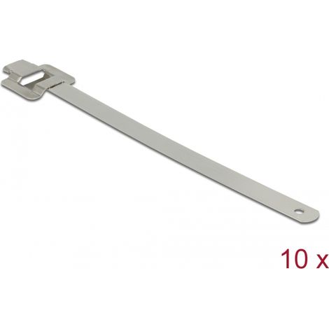 Delock Bridas de acero inoxidable reutilizables con cierre desplegable LA 600 x AN 10 mm, 10 piezas