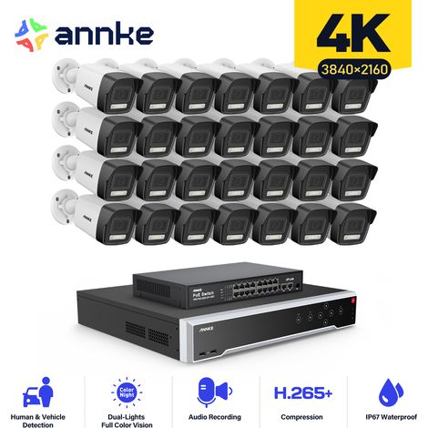 ANNKE 32 Kanal Überwachungskamera Aussen Set mit 28 PoE IP Kamera Nachtsicht, Bewegungserkennung, IP67 (1/5)