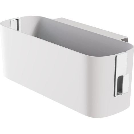Boîte de rangement murale multifonction blanche, organiseur de maquillage et distributeur de mouchoirs, gain de place, fixation murale, boîte de stockage suspendue (1/5)