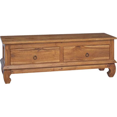 Meuble TV Naturel 110 x 35 x 40 cm Bois de teck massif vidaXL (1/5)