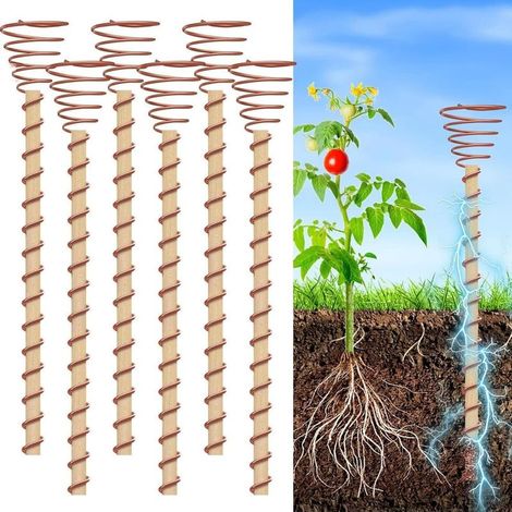 Lot de 6 Antennes de Culture Électroculture 43 cm (17") – Supports de Plantes en Fil de Cuivre en Spirale pour Jardinage, Plantes et Légumes (1/5)