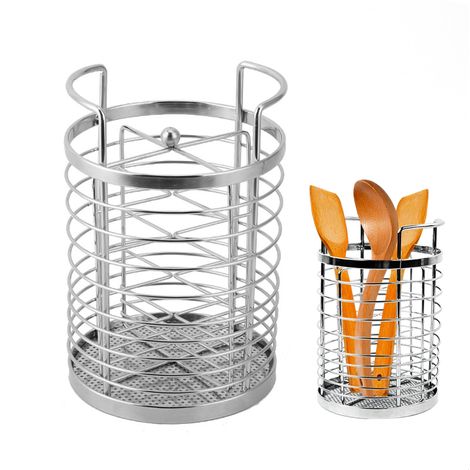 Support de Rangement Rotatif pour Ustensiles de Cuisine en Inox - Organisateur Compartimenté Multifonction pour Cuisine, Salle de Bain et Bureau (1/5)