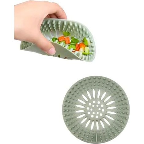 1 x Silicone Drain Protector, Kitchen Sink Strainer, Bathtub Drain Filter, Kitchen Bathroom Sink Strainer (Green). (1/5)