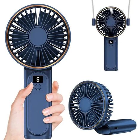 Ventilateur Portable Rechargeable 3600mAh Pliable 6 Vitesses Écran LCD Ultra Silencieux pour Intérieur Extérieur (1/5)