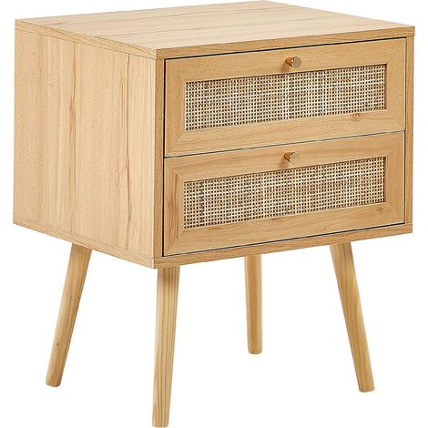 Nachttisch mit 2 Schubladen PEROTE Rattan Hellbraun (1/5)