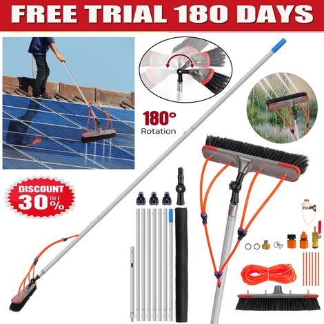 Brosse télescopique 7 m avec tuyau pour le nettoyage des fenêtres et des installations solaires (1/5)