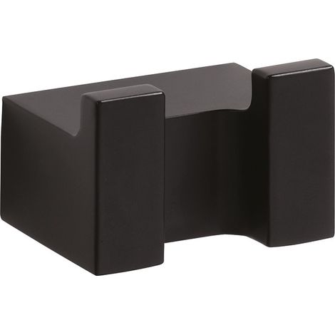 BEMETA Nero Gancho rectangular doble de latón, Negro (135006230)