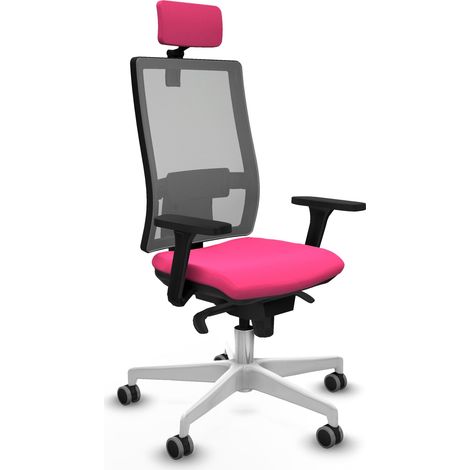 Horna sincro malla gris similpiel rosa brazos 3D base blanca cabecero 2D ruedas 65mm engomadas (1/5)