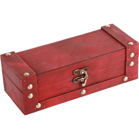 Coffret à bijoux rétro en bois avec boucle en alliage, boîte de rangement antique pour colliers, boucles d'oreilles et montres (1/5)