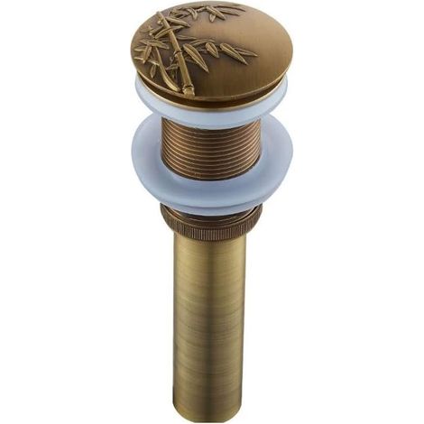 Bonde de Vidage Lavabo Automatique Push Open pour Lavabo,Bouchon de vidage en Laiton Antique Clic-clac Pop-up Sans Trop-plein,Système de Vidage Accessoire de Salle de Bain Universel (1/5)