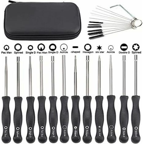 Lot de 12 tournevis pour ajuster les carburateurs des petits moteurs Echo et STIHL, avec brosse et kit d'outils de nettoyage. (1/4)