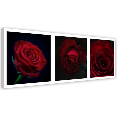 Tableau déco Set de roses rouges 90x30 (1/5)