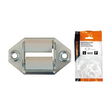 GUIDACINGHIA A RULLI FORI ORIZZONTALI SELF WORKIT - ZINCATO RULLI NYLON MM 60X35 CF=PZ 2- 5 confezioni