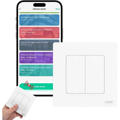ZigBee Commutateur de Scène Intelligent sans fil, Interrupteur avec Conception Nécessite ZigBee Passerelle Compatible Home, 4 Gang Blanc (1/5)