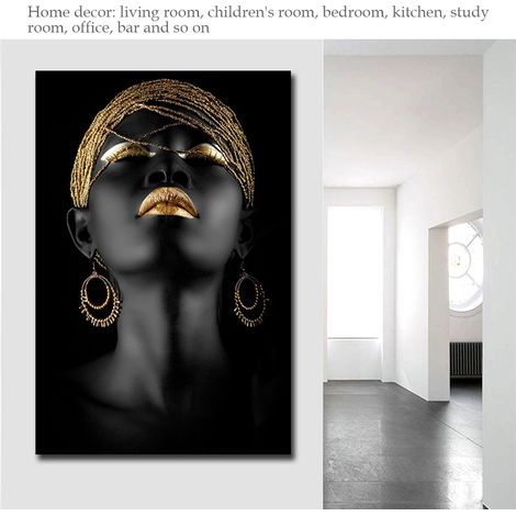 Tableau abstrait sur toile représentant une femme noire africaine, idéal pour décorer vos murs et votre intérieur. (1/3)