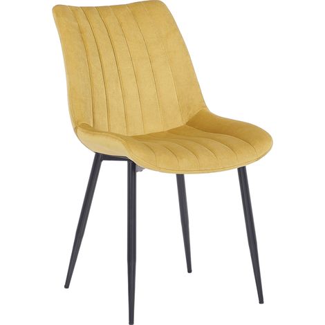 Chaise de salle à manger Rahden en Velours avec Piètement en métal noir Jaune (1/5)